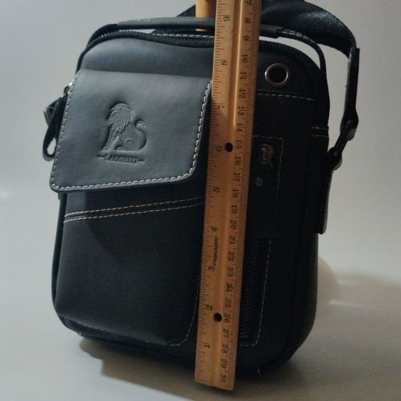 Laoshizi Handsome Premium Leather Crossbody Unisex Mini Bag - Picture 9 of 16